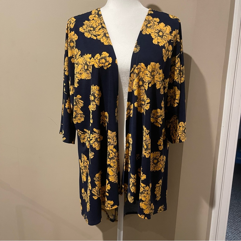 Yellow and Blue Floral Kimono